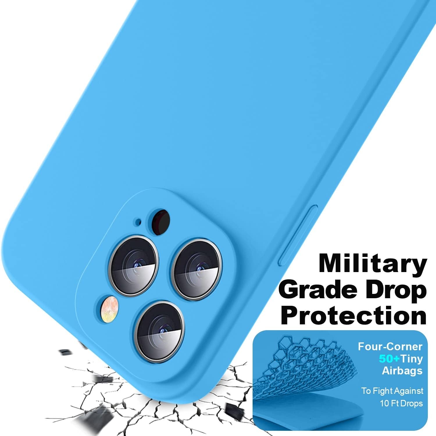 Ktele Compatible with Iphone 14 Pro Case, Ab-Grade Liquid Silicone Case, [Four Corner 50+Tiny Airbags Shockproof] [Soft Microfiber Lining Anti-Scratch] Camera All-Round Protection Case-Blue  Ktele   
