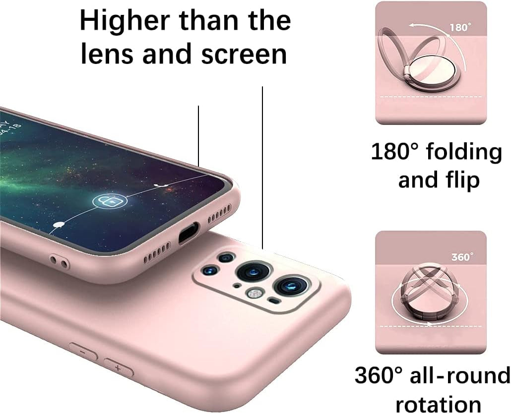 Compatible with Oneplus 9 Pro Case with Creative Astronaut Pattern Holder Green, Oneplus 9 Pro Phone Case with Ring Kickstand Silicone Shockproof Soft TPU Protective Slim Cover (Pink)  Wousunly   