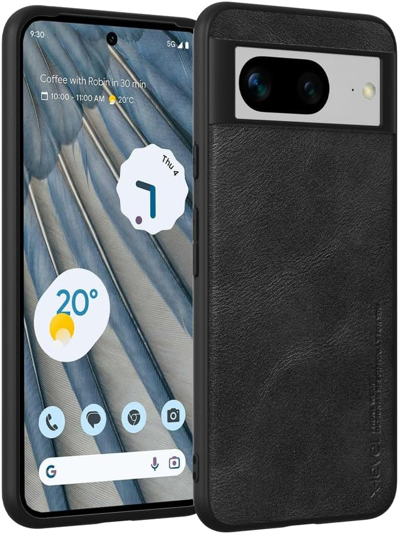 X-Level Google Pixel 8 Case, Thin Slim Premium PU Leather Soft TPU Bumper Shockproof Protective Phone Cover for Google Pixel 8 2023 (Green)  pipilu Black  