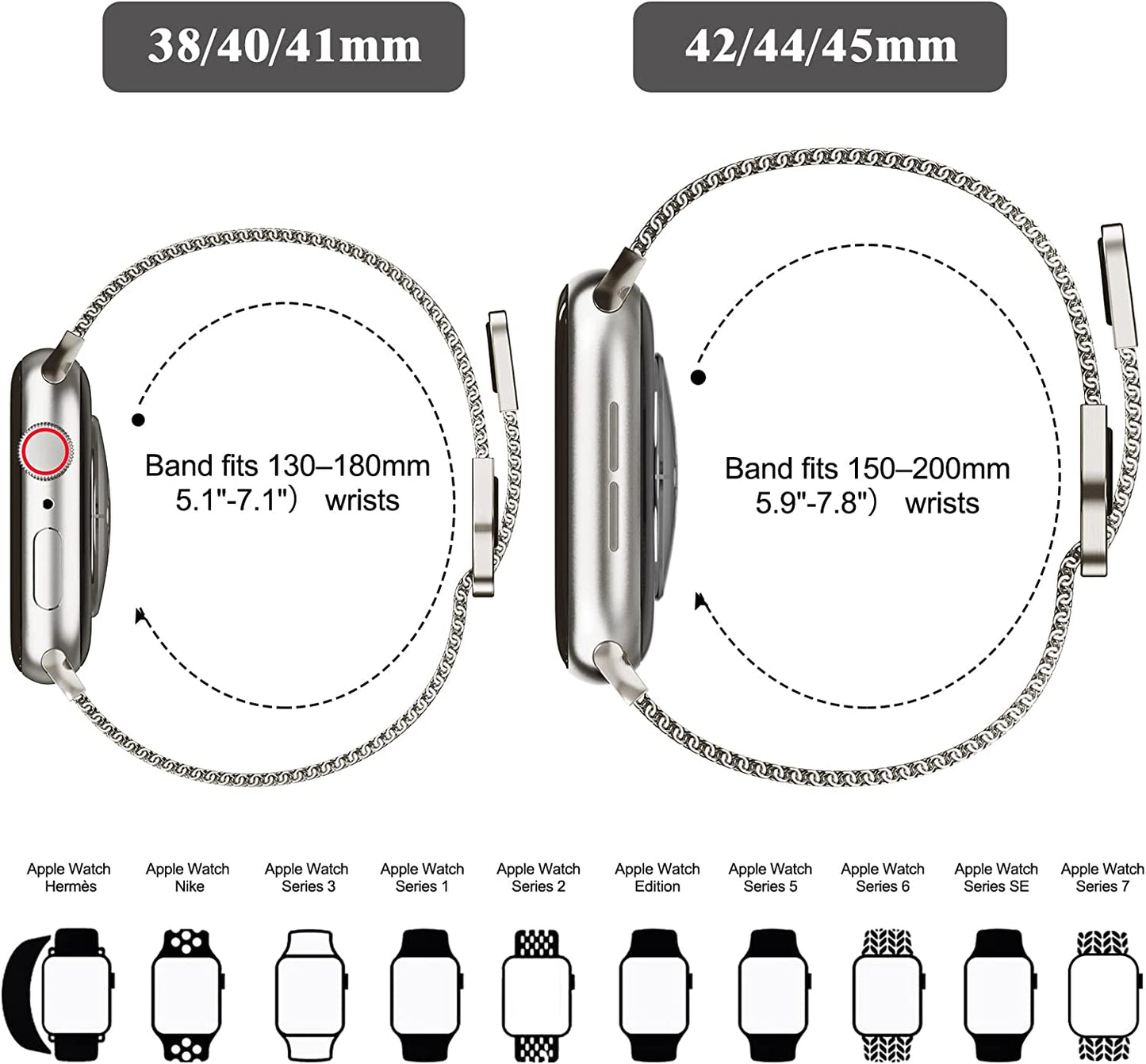 Geoumy Metal Magnetic Bands Compatible for Apple Watch Band 45Mm with Case, Stainless Steel Milanese Mesh Loop Replacement Strap Compatible with Iwatch Series 8/7/6/5/4/3/2/1 SE Women Men,Starlight  Geoumy   