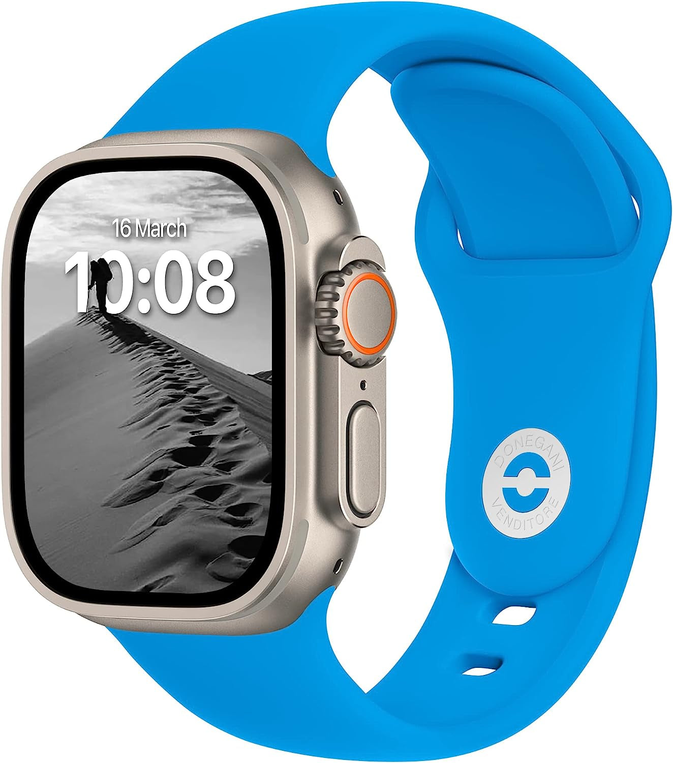 DONEGANI Sport Bands Compatible with Apple Watch Band Series Ultra 8 7 6 5 4 3 2 1 Se｜49Mm 45Mm 44Mm 42Mm Men Women in Color Orange｜Silicone FKM Bracelet Strap  DONEGANI Ocean Blue 41mm｜40mm｜38mm 