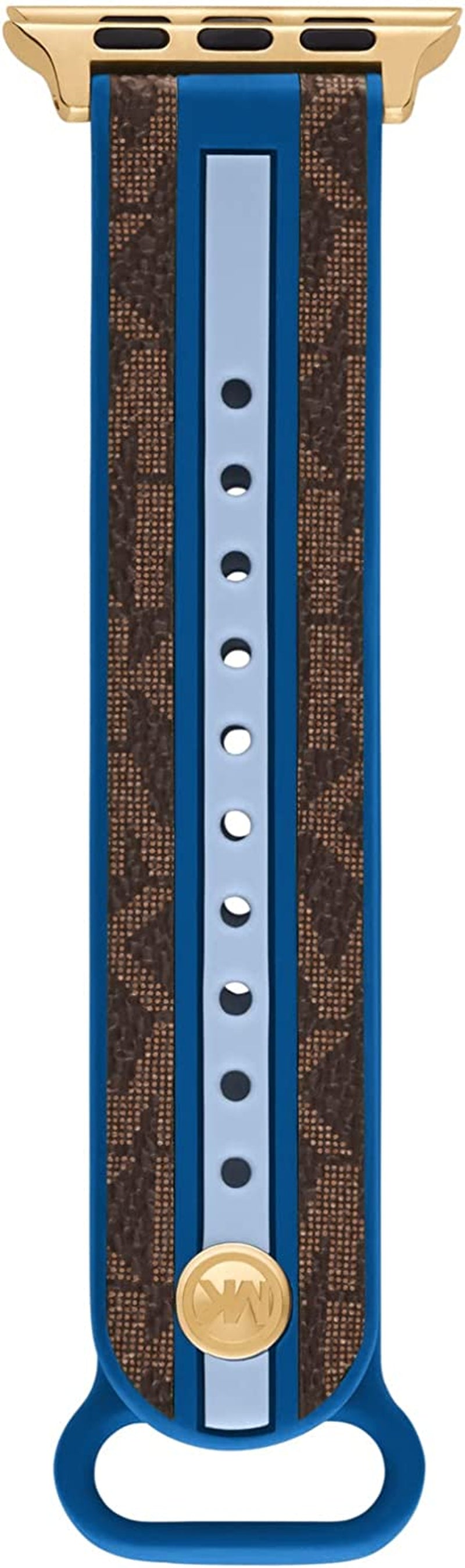 Michael Kors Interchangeable Watch Band Compatible with Your 38Mm/40Mm/41Mm Apple Watch- Leather or Silicone Bands for Apple Watch Series 8/7/6/5/4/3/2/1/SE  Michael Kors Blue/Brown  