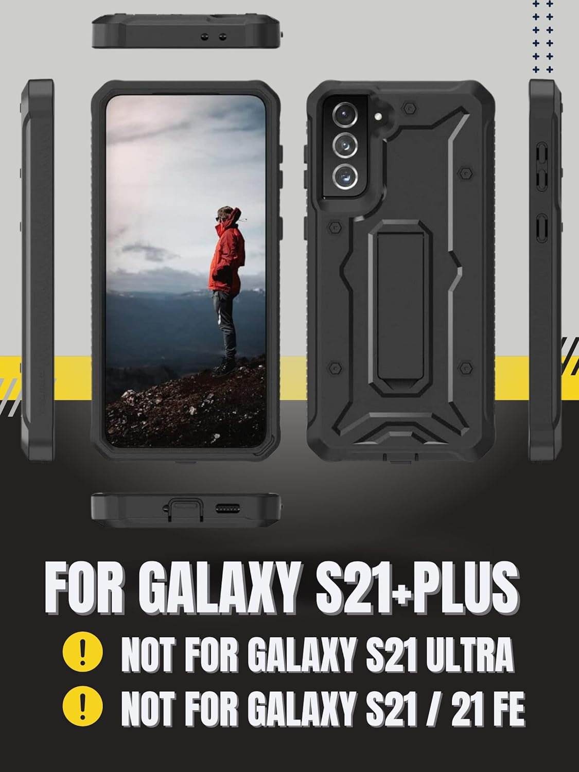 Armadillotek Vanguard Compatible with Samsung Galaxy S21+Plus Case, Military Grade Full-Body Rugged with Built-In Kickstand [Screenless Version] - Black  ArmadilloTek   