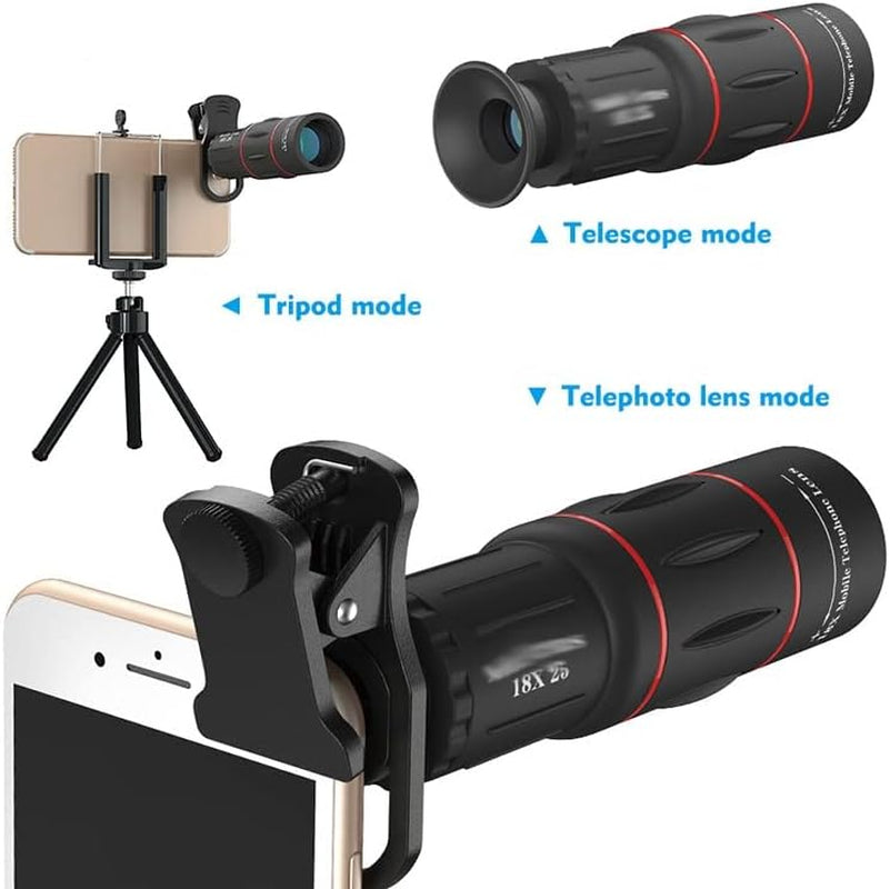 ZHYH 18X Monocular Zoom Optical Cell Phone Lens Universal for Smartphones Clip Telephoto Camera Lens  ZHYH   