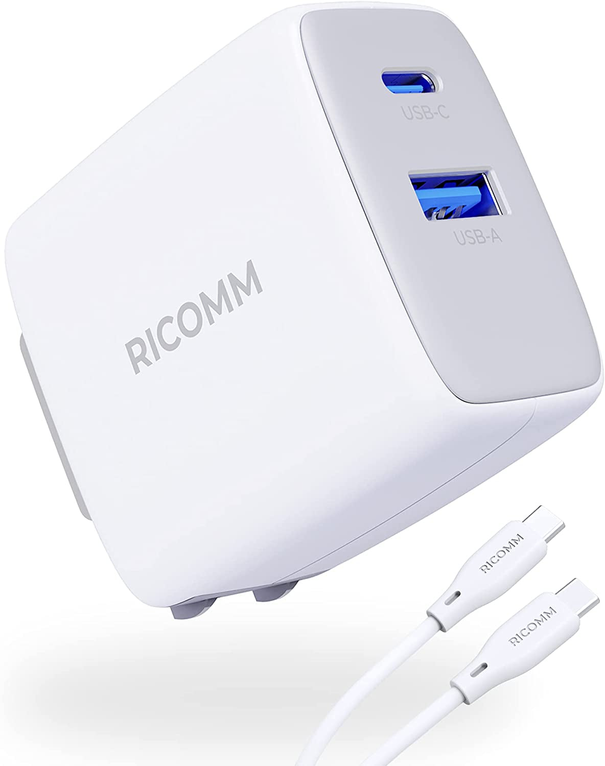 USB C Charger 65W, RICOMM Gan PPS Fast Charger Adapter Kit (Soft Silicone Cable Included) Travel Wall Charger Foldable Plug for Macbook, Iphone Pro Max, Ipad, Airpods, Samsung Galaxy S22/S20/S10  Guangdong Huasheng Electronic Technology co.,Ltd   
