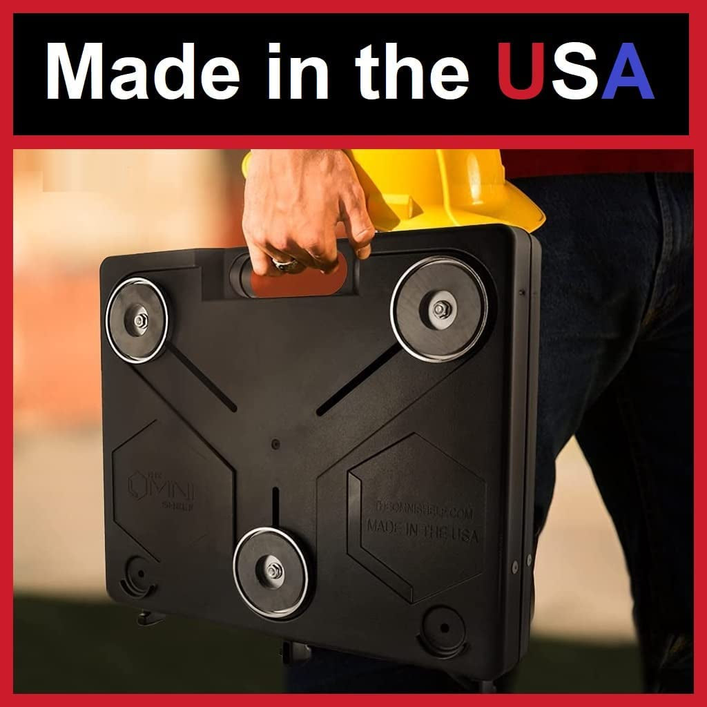 The Omnishelf Magnetic Portable Workstation + Toolbox, Computer & Laptop Stand, Multimeter Case, Utility Shelf W/ 40 Lb Capacity, Hands Free Workstation Attaches to HVAC, Truck, Cabinet, Etc (Magnets)  OmniShelf LLC   