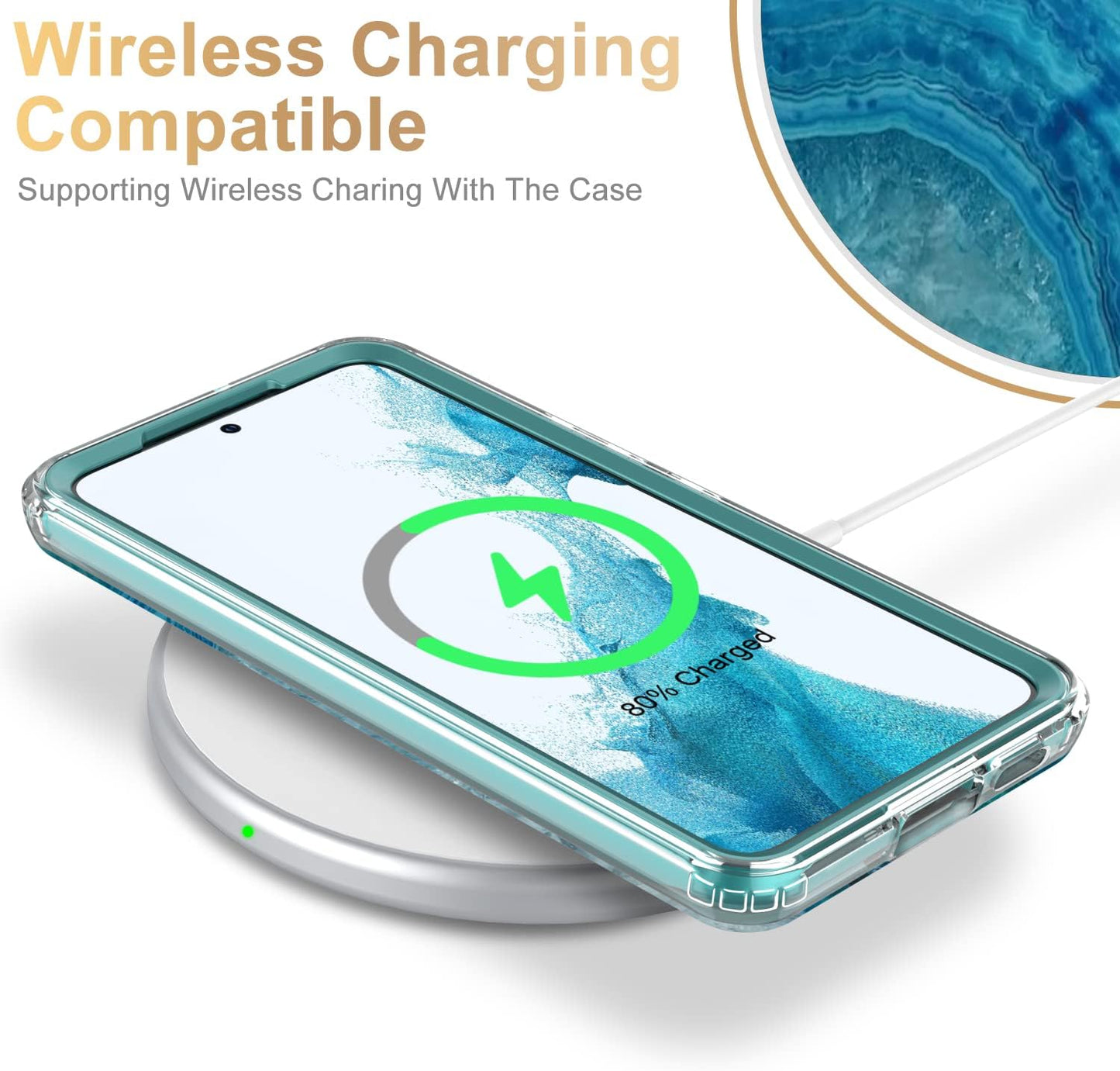 Esdot for Samsung Galaxy S22 Case,Military Grade Passing 21Ft Drop Test,Rugged Cover with Fashionable Designs for Women Girls,Protective Phone Case for Galaxy S22 6.1" Agate Stone  Esdot   