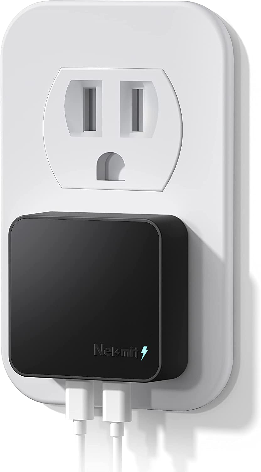 Nekmit USB C Charger, Thin Flat 30W Dual Port Fast Wall Charger with 18W Power Delivery PD 3.0 and 12W USB Port for Iphone 14/14 Pro/14 Pro Max, Galaxy, Pixel, Ipad Pro, Airpods Pro and More  Nekmit Compact Black 40W 