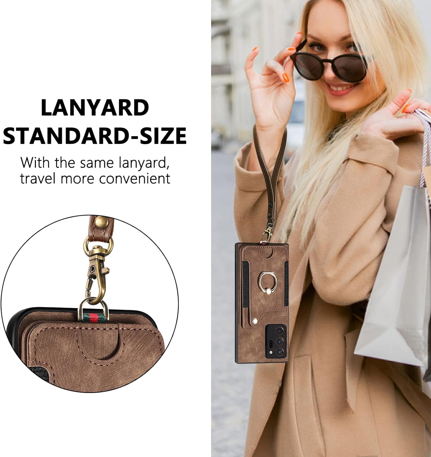 Phone Case for Samsung Galaxy Note 20 Ultra 5G Wallet Cover with Screen Protector and Wrist Strap RFID Card Holder Ring Stand Note20 plus Notes 20Ultra Note20+ U + 20+ Twenty Not S20 Women Men Brown  Asuwish   