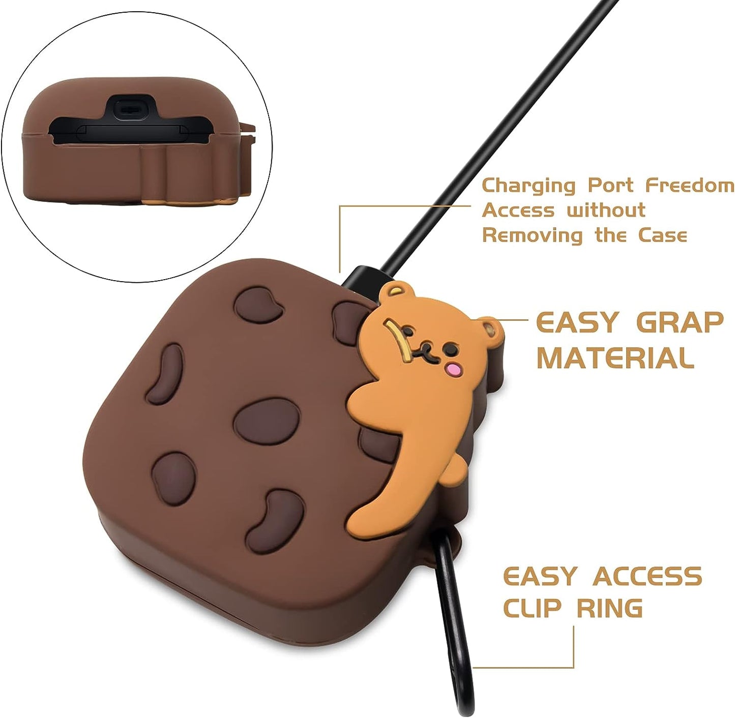 Powerbeats Pro Case, 3D Cute Cartoon Character Shockproof Protective Silicone Case Cover for Powerbeats Pro with Keychain for Girls Women Kids (Cookie Bear)  LDSXAY   