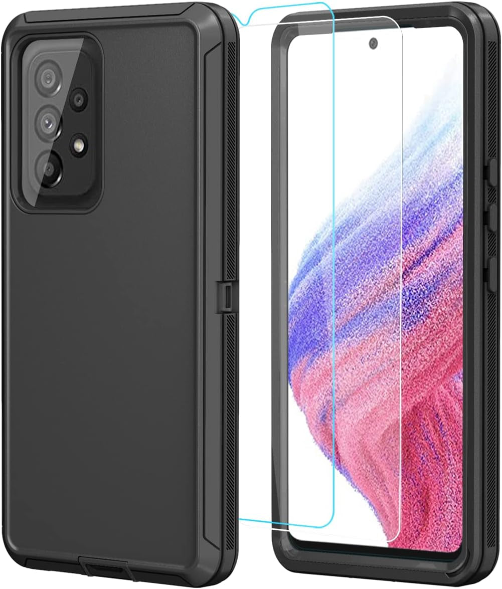 ONOLA Galaxy A53 5G Case: Winered Pink, Tempered Glass + HD Screen Protector (2 Pack)  ONOLA Black  