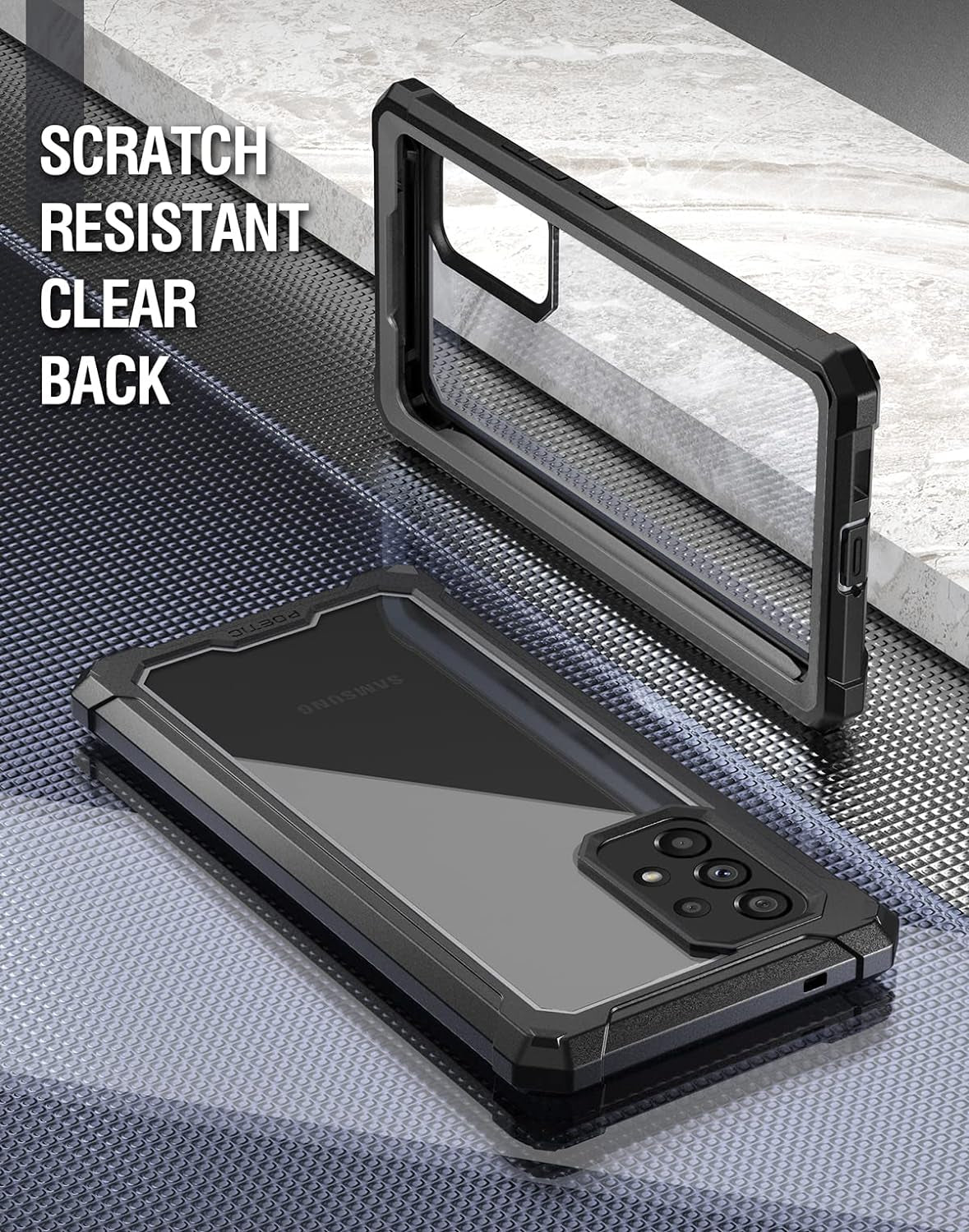 Poetic Guardian Case for Samsung Galaxy A53 5G (2022) [6FT Mil-Grade Drop Tested], Built-In Screen Protector Work with Fingerprint ID, Full Body Rugged Shockproof Cover Case, Black/Clear  Poetic   