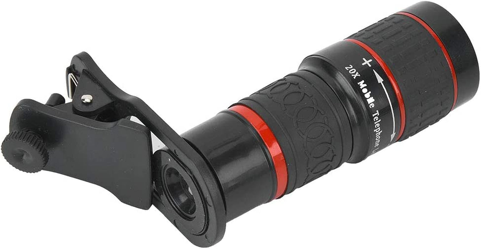 Cell Phone Camera Zoom Lens Attachment Mobile Phone Lens and Accessories 20X Long Focus Zoom Telephoto Lens with Clip for Smart Phone Tablet PC Black  Tbest   