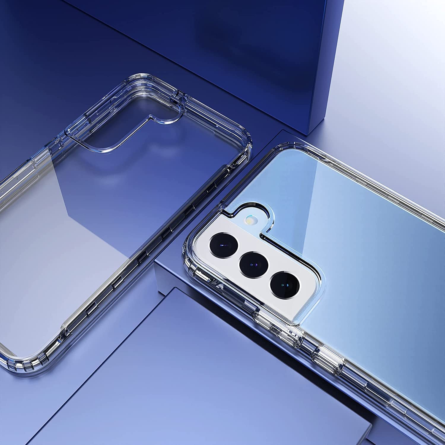 Idweel Clear Galaxy S22 plus Case with Tempered Glass Screen Protector,Hybrid 2 in 1 Shockproof Soft Slim Transparent Case with TPU Bumper, Protective Silicone Airbag Cover for Samsung S22 Plus  IDweel   