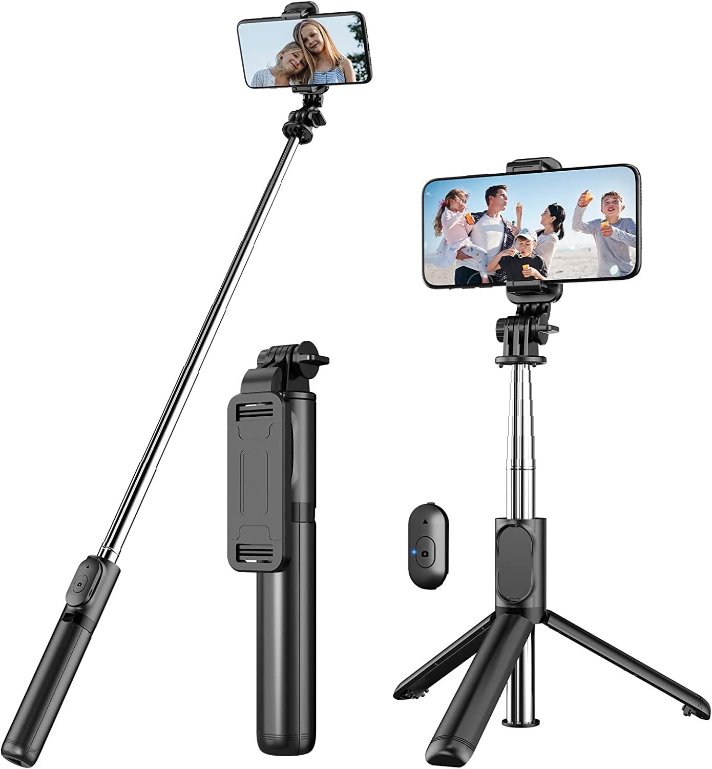Selfie Stick Tripod with Detachable Wireless Remote, 4 in 1 Extendable Portable Selfie Stick & Phone Tripod Stand Compatible with Gopro, Iphone/Samsung/Huawei, Etc.  kzomKzoo   