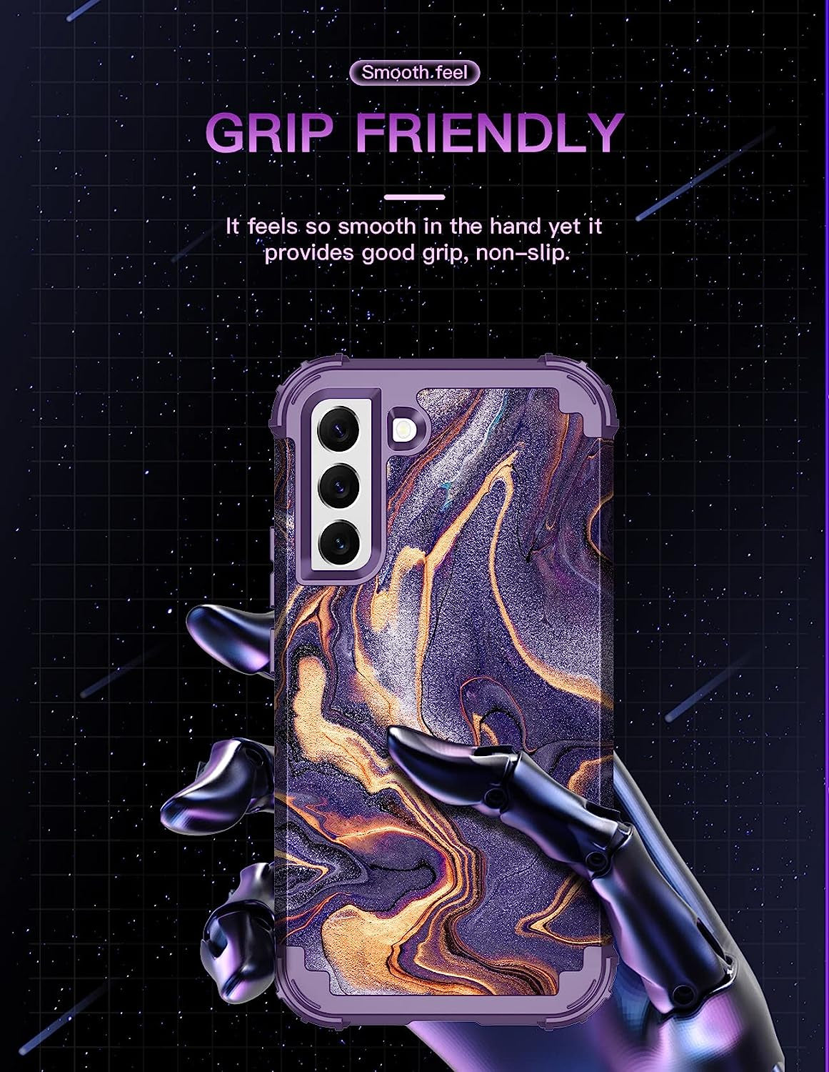 LONTECT for Galaxy S22 plus Case Shockproof 3 in 1Heavy Duty Rugged Hybrid Sturdy High Impact Durable Protective Cover Case for Samsung Galaxy S22 Plus/S22+ 5G 6.6 2022,Marble/Dark Purple  Lontect   