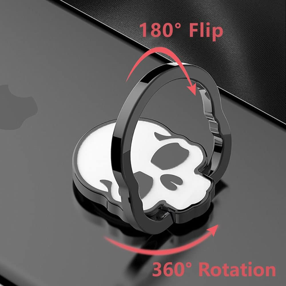 VOVIGGOL Skull Cell Phone Ring Holder for Magnetic Car Mount, 360° Rotation Metal Phone Ring Grip Phone Ring Stand Phone Ring Finger Kickstand Compatible with All Smartphones (White)  VOVIGGOL   