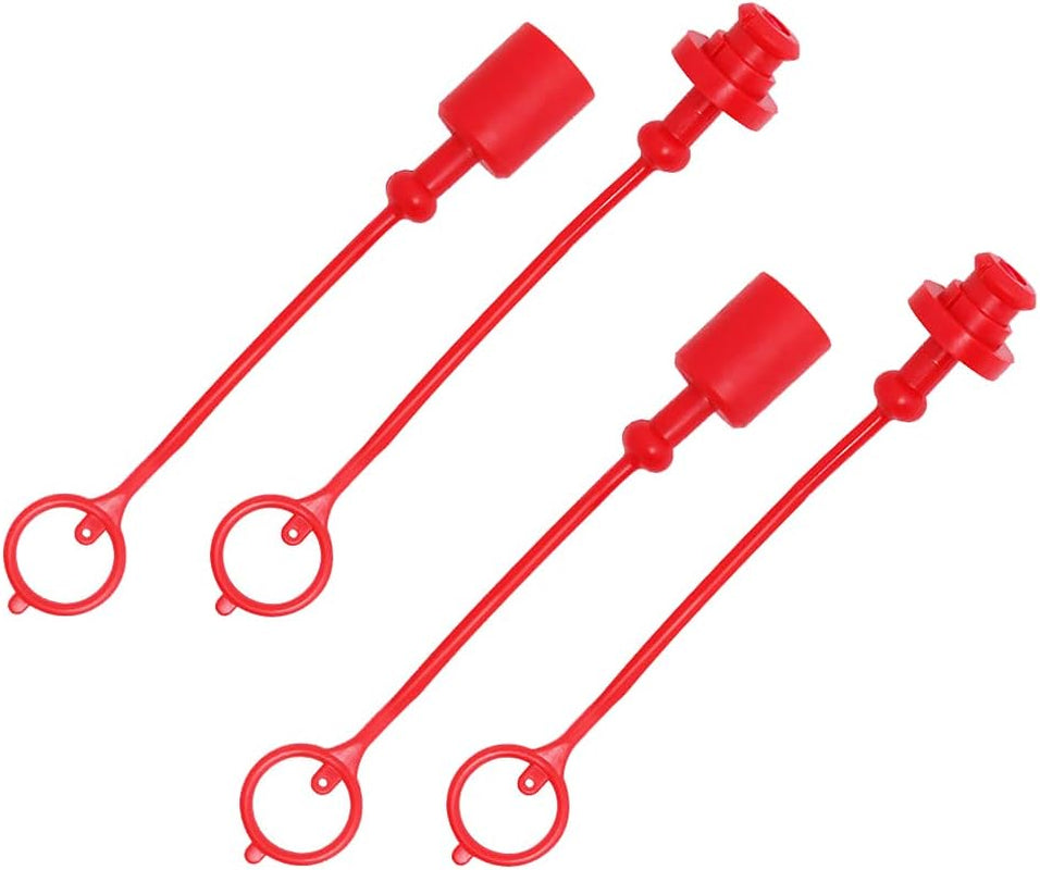 2Sets 1/2" Hydraulic Coupler Dust Cap, Male Dust Cap and Female Plug Cover for Flat Face Quick Coupler Bobcat Skid Steer, ISO a Pioneer Style Red Cap with Retention Ring  Yowming 1/4"  