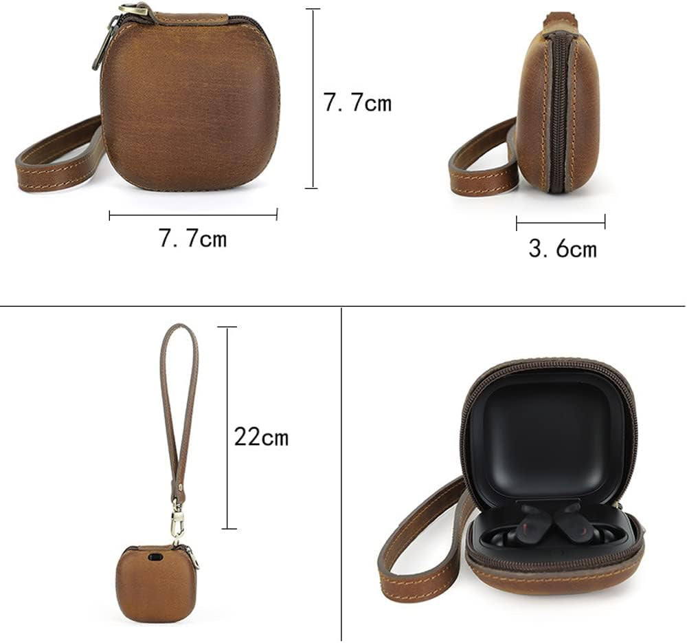 Genuine Leather Case Compatible with Beats Fit Pro Earbuds Wireless Earphone Cover Sleeve with Keychain Portable Leather Lanyard (Camel Color)  NS   