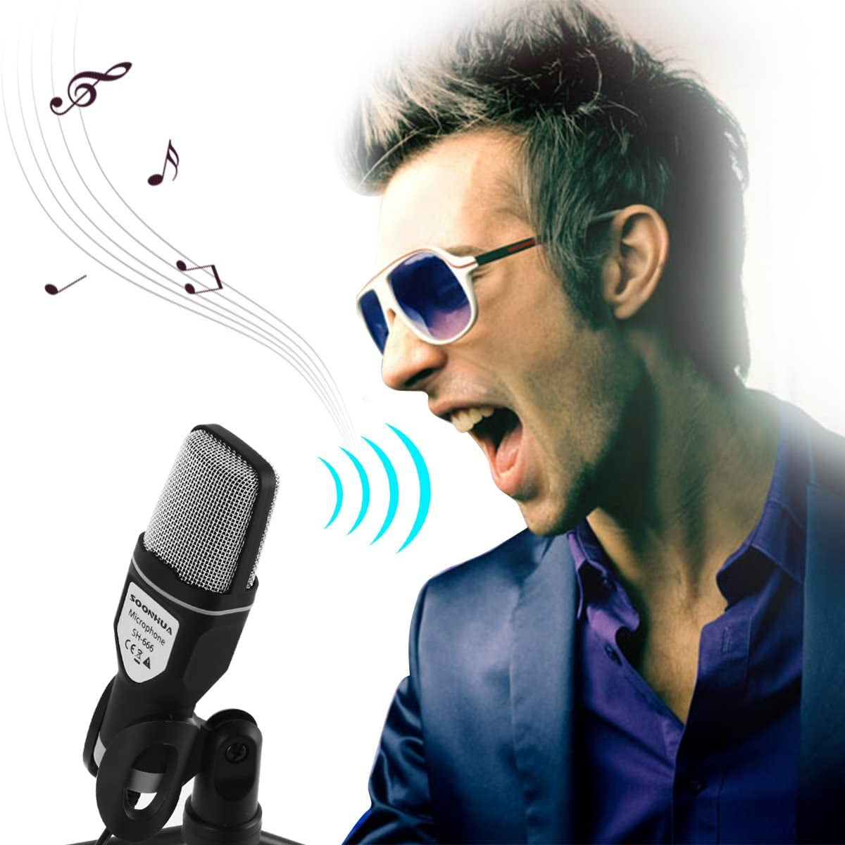 SOONHUA Condenser Microphone,Computer Microphone, 3.5MM Plug and Play Omnidirectional Mic with Desktop Stand for Gaming,Youtube Video,Recording Podcast,Studio,For Pc,Laptop,Tablet,Phone  SOONHUA   