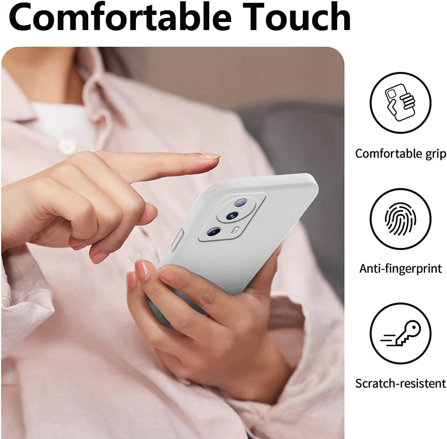 Tiwinxing Compatible with Xiaomi 13 Lite Case Shockproof, Liquid Silicone Ultra Slim Protective Xiaomi 13 Lite Phone Case Soft Anti-Scratch Cover with Full Body Protection Cases (Beige)  Tiwinxing   