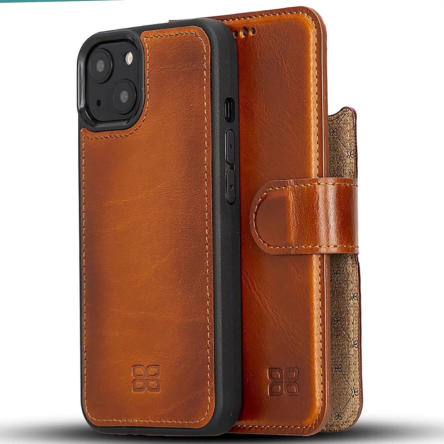 BOULETTA Leather Wallet Case for Iphone 13 Mini (5.4'') - Magsafe Flip Folio Cases Magnetic Detachable RFID Phone Cover with 3 Card Slots  Bouletta   