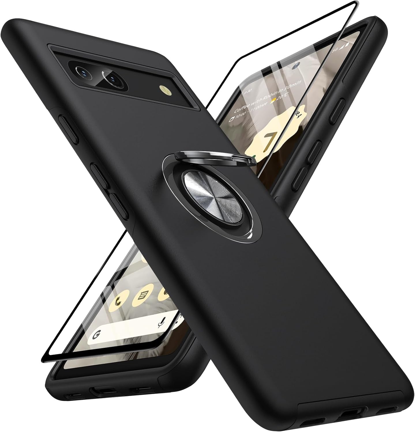 AOUIA Case for Pixel 7A 6.1 Inch, with 1Pcs Tempered Glass Screen Protector, [TPU+PC] Shockproof Protection Dual Layer Case for Google Pixel 7A, Purple  AOUIA Black  