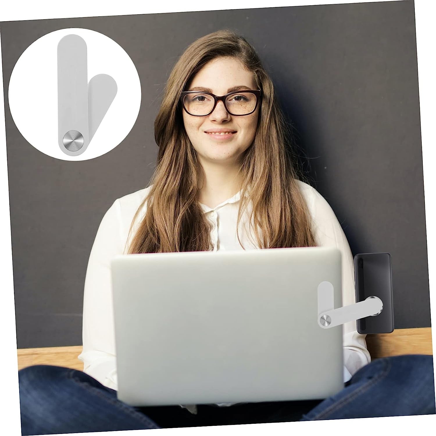 OKUMEYR Screen Phone Holder Magnetic Mount Cell Phone Stand for Desk Laptopp Laptop Phone Mount Phone Monitor Mount Laptop Phone Holder Magnetic Mobile Laptop Stand for Desk Small Stand  OKUMEYR   