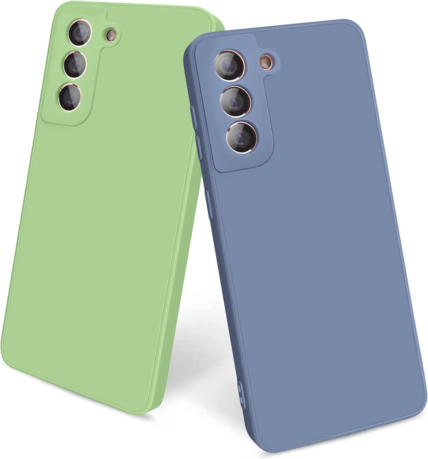 Vanjua [2 Pack] Cases for Samsung Galaxy S21 Case, Slim Full-Body Stylish Silicone Protective Cover for Galaxy S21 5G 6.2 Inch Phone Case (Pink+Violet)  Vanjua Matcha Green+Lavender Grey  