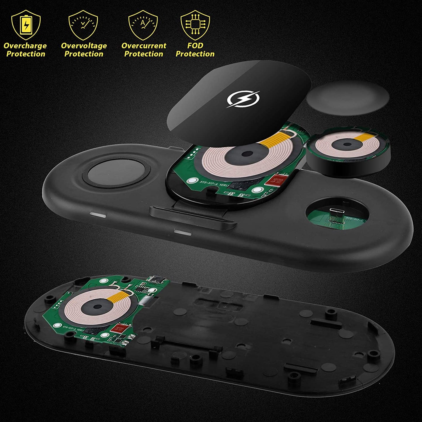 Wireless Charging Station 3 in 1, Fast Wireless Charger for Samsung Galaxy Watch 4, Active 2 Series and Galaxy Buds Series, Phone Charger Stand Dock Compatible with Samsung Galaxy S22 S20 Note(Black)  Shenzhen Xuanfeng Innovations Technology Co., Ltd.   