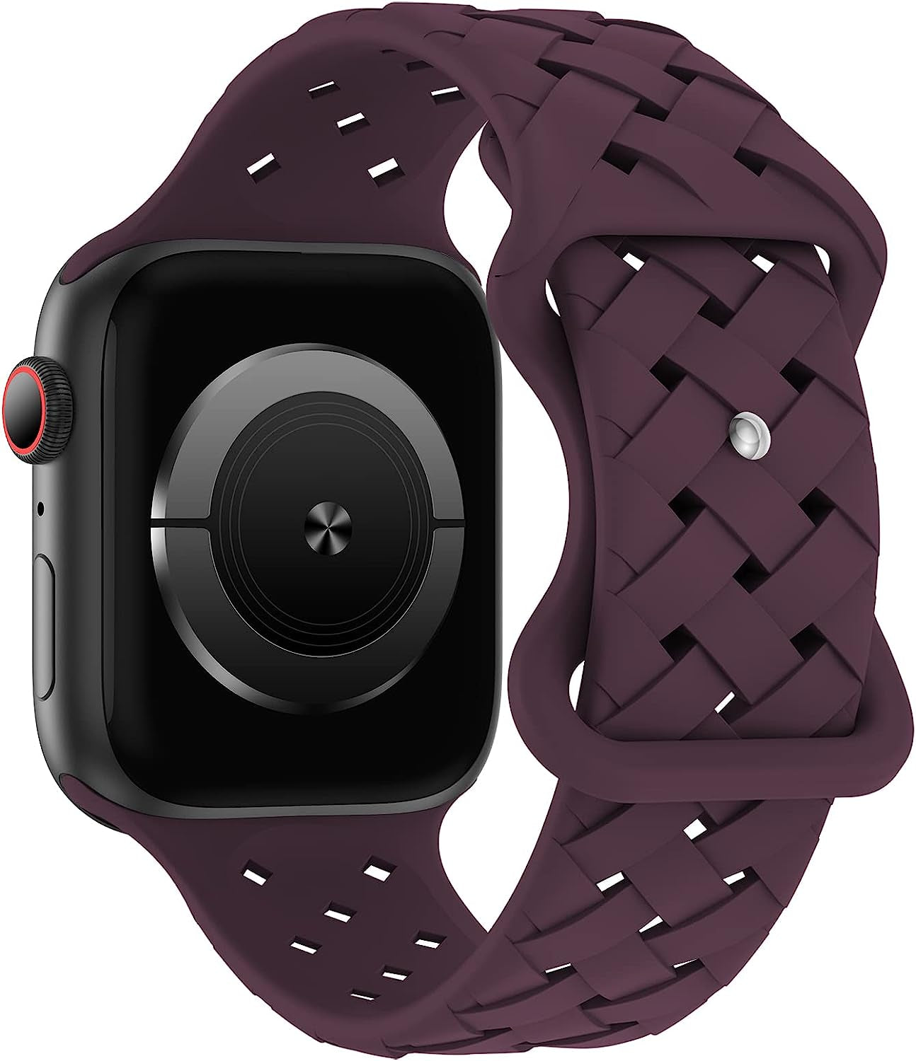 Distore Silicone Braided Weave Bands Compatible with Apple Watch 38Mm 40Mm 41Mm 42Mm 44Mm 45Mm 49Mm, Replacement Silicone Sport Breathable Strap for Iwatch Series Ultra SE 8/7/6/5/4/3/2/1 Women Men  Distore Dark Cherry 38mm/40mm/41mm 