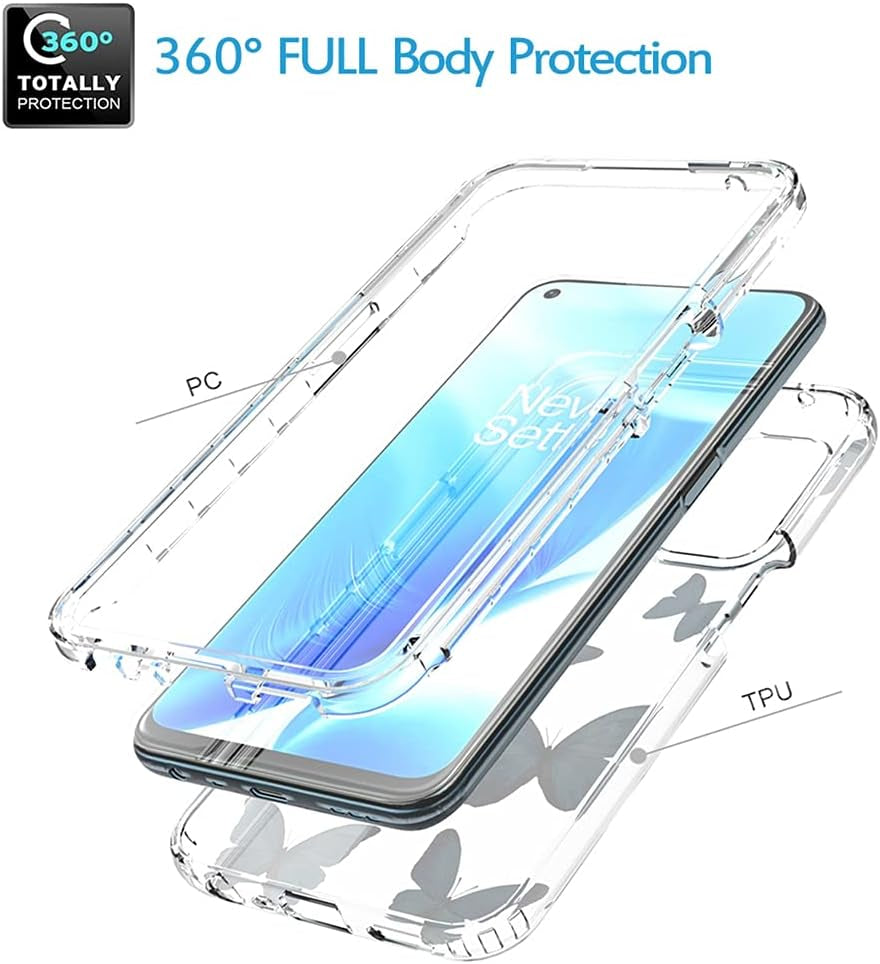 Vokuha Case for Oneplus Nord N200 5G, Oneplus N200 5G Case for Girls, Cute Floral Crystal Clear TPU Bumper Shockproof Protective Armor Cover for Oneplus Nord N200 5G (Butterfly)  Vokuha   