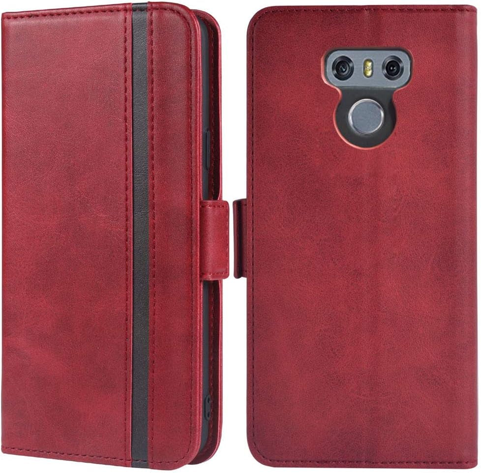 Phone Case for LG G6 5.7 Inch Leather Wallet Cases Credit Card Holder Stand Kickstand Full Body Purse Heavy Duty Protective Hybrid Flip Folio Cover for LGG6 Thinq LG6 Thin Q G 6 plus G6+ 6G Women Red  WWAAYSSXA   