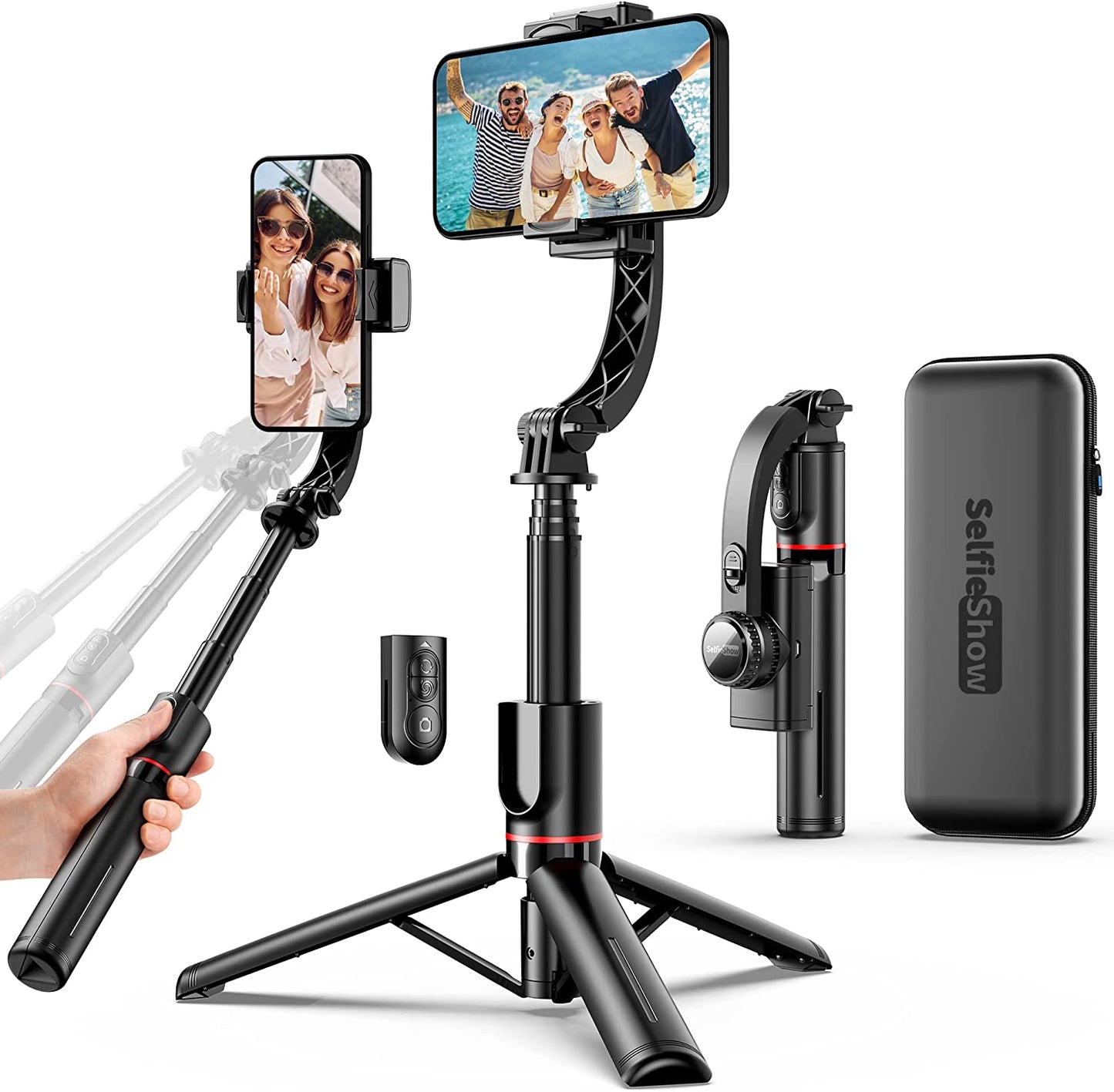Smartphone Gimbal Stabilizer with Remote, Aluminum Extendable Selfie Stick Tripod, 360° Automatic Rotation, Auto Balance for Live Video Recording, Vlogging, Youtube Compatible with Iphone and Android  LDP   