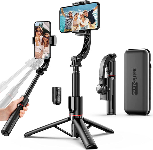 Smartphone Gimbal Stabilizer with Remote, Aluminum Extendable Selfie Stick Tripod, 360° Automatic Rotation, Auto Balance for Live Video Recording, Vlogging, Youtube Compatible with Iphone and Android  LDP   