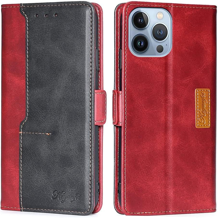 Fansipro Wallet Folio Case for LG G7 THINQ, Premium PU Leather Slim Fit Cover for G7 THINQ, 2 Card Slots, Friendly Fit, Red & Black  Fansipro   