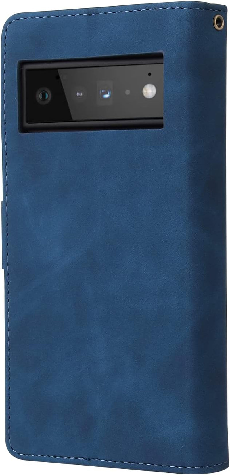 ZZXX Google Pixel 6 Pro Case Wallet with Card Slot Premium Soft PU Leather Zipper Flip Folio Wallet with Wrist Strap Kickstand Protective for Google Pixel 6 Pro Wallet Case(Blue 6.7 Inch)  ZZXX   
