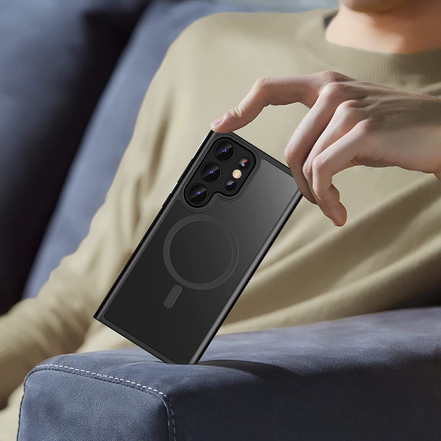 ANNGELAS Magnetic Phone Case Compatible with Samsung Galaxy S23 – Shockproof Cell Phone Case Works with Wireless Charging, Magsafe Card Wallet – Sleek Protective Case – Matte Black  ANNGELAS   