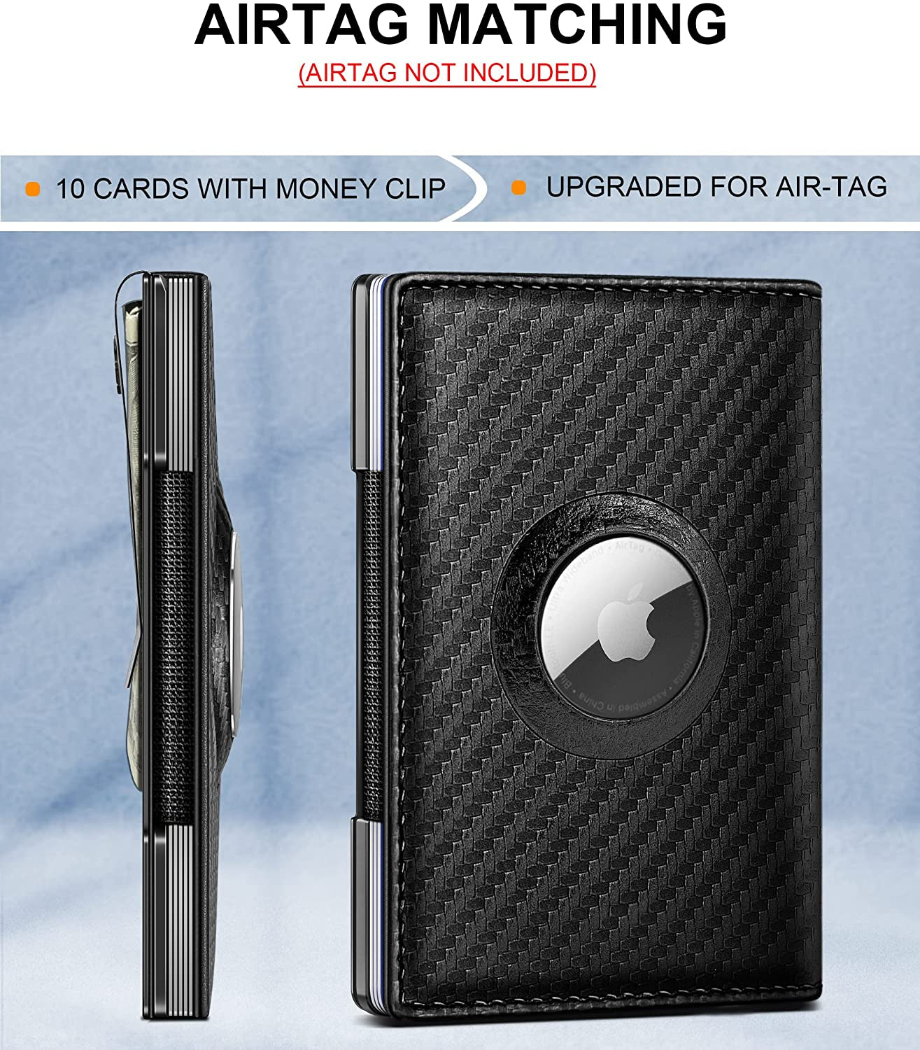 Men Wallet,Kemisant Smart Slim Wallet Money Clip for Men Compatible with Apple Airtag,Rfid Blocking  KEMISANT   