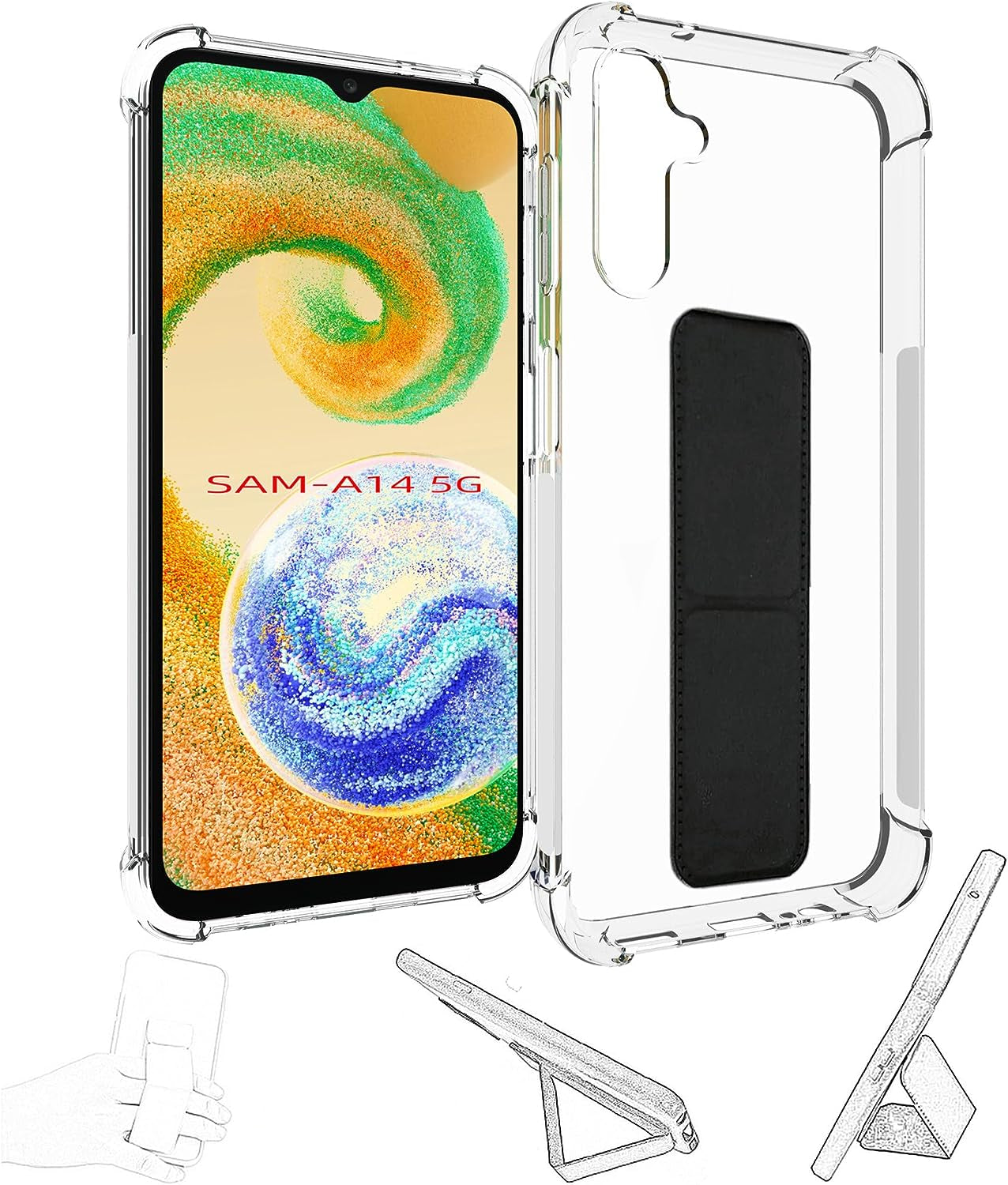 Jioeuinly for Sony Xperia 1 V Case Compatible with Sony Xperia 1 V Phone Case Cover [Adhesive Folding Support] [Shockproof Protection] Clear  jioeuinly Galaxy A14 5G  
