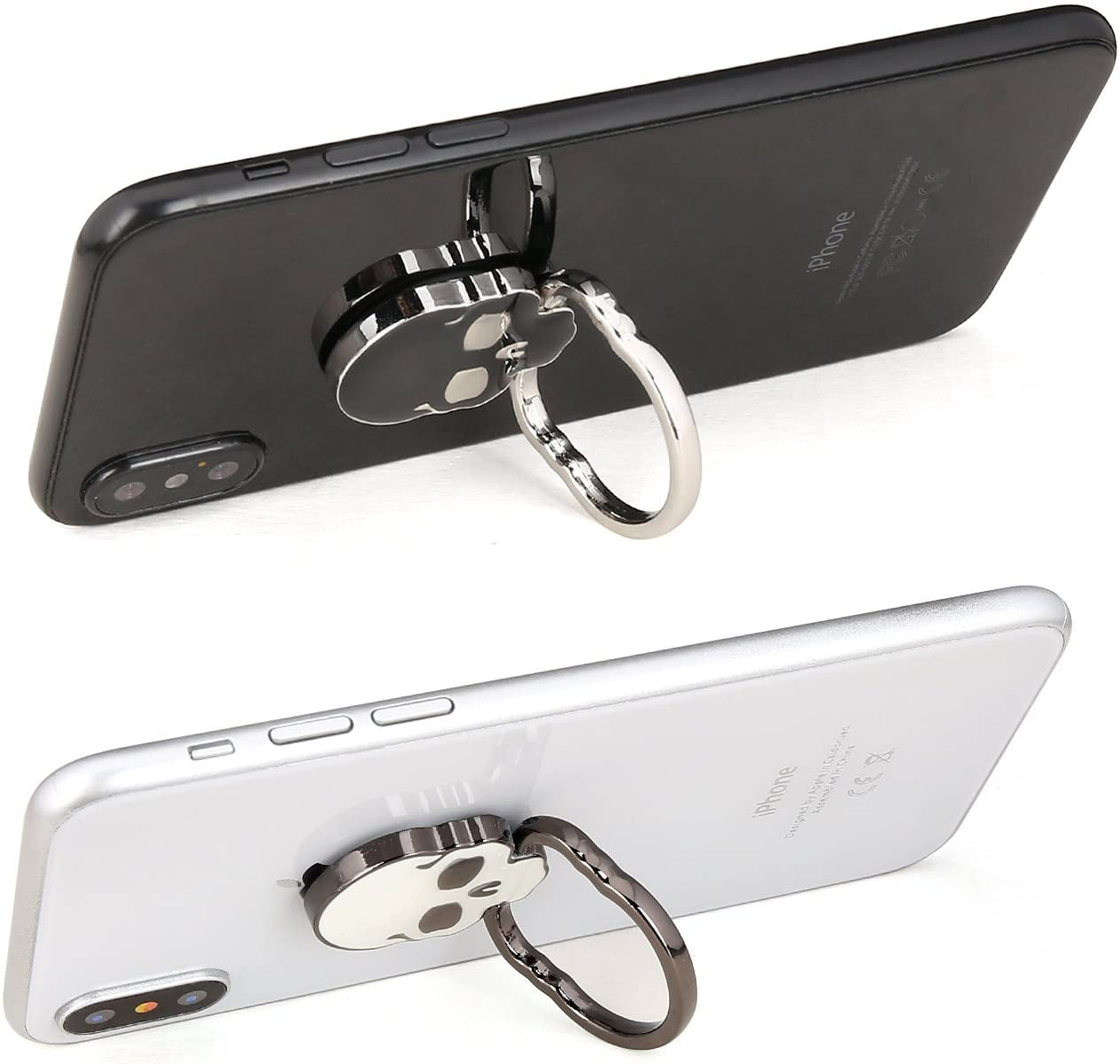 Homedge Cell Phone Skull Ring Grip, Set of 2 Packs 360° Adjustable Finger Ring Holder, Suitable for Magnetic Car Mount Kickstand for Cell Phone-Black and White  homEdge   