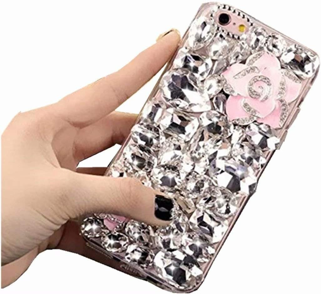 HTC Bolt Case, HTC 10 EVO Full Crystal Diamond Case, 3D Handmade Finger Buckle Luxury Fur Ball Sparkle Crystal Rhinestone Diamond Glitter Bling TPU Case for HTC Bolt (Angel/Red)  YuXia Clear / Fenhua  