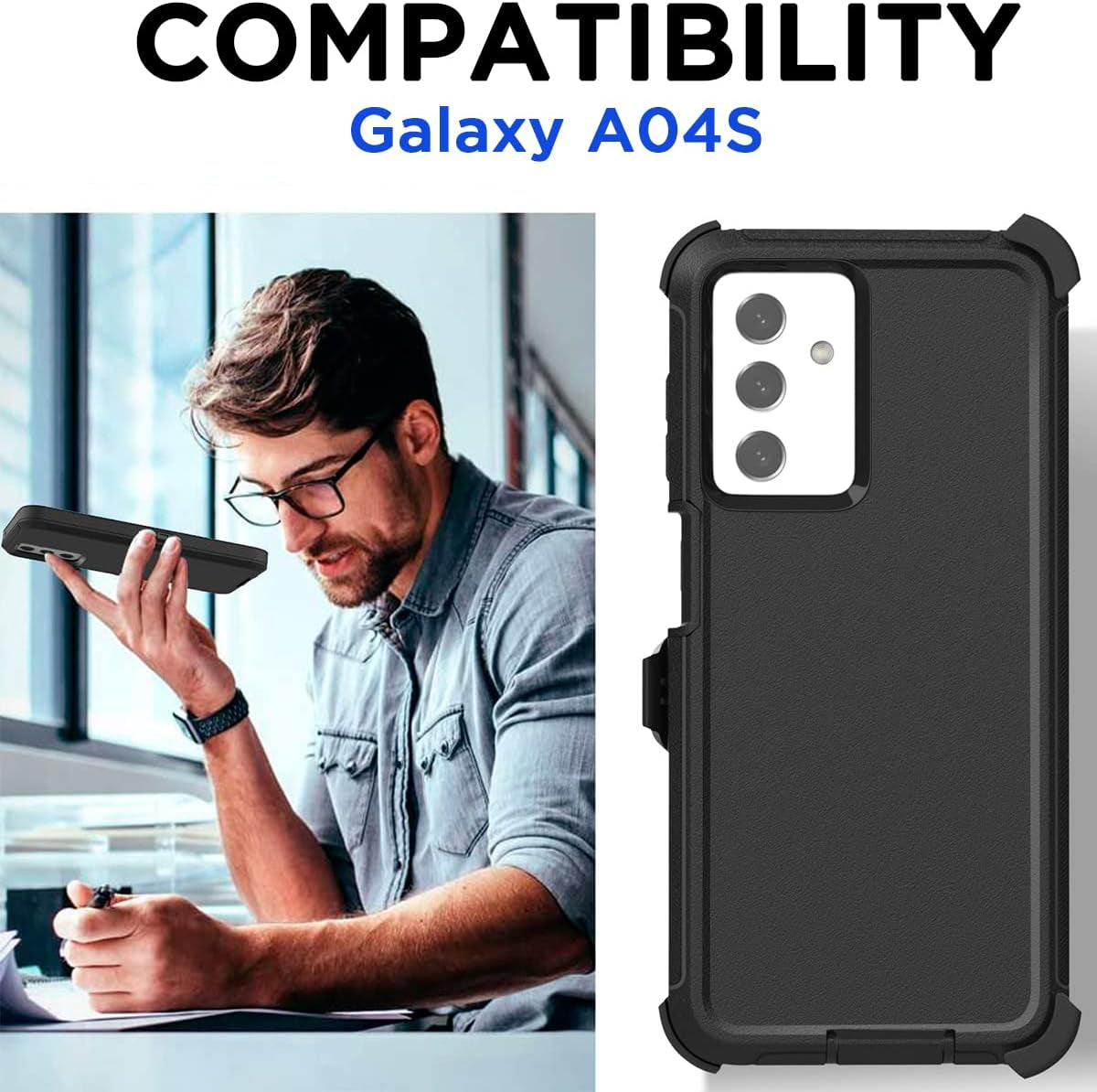 Aicase for Galaxy A04S/A13 Case(6.5")+Belt Holster,Heavy Duty 3-Layer Rugged Phone Cover,Durable Military Grade Protection Shockproof/Drop Proof/Dust-Proof Protective for Samsung A04S/A13 5G 2022  AICase   