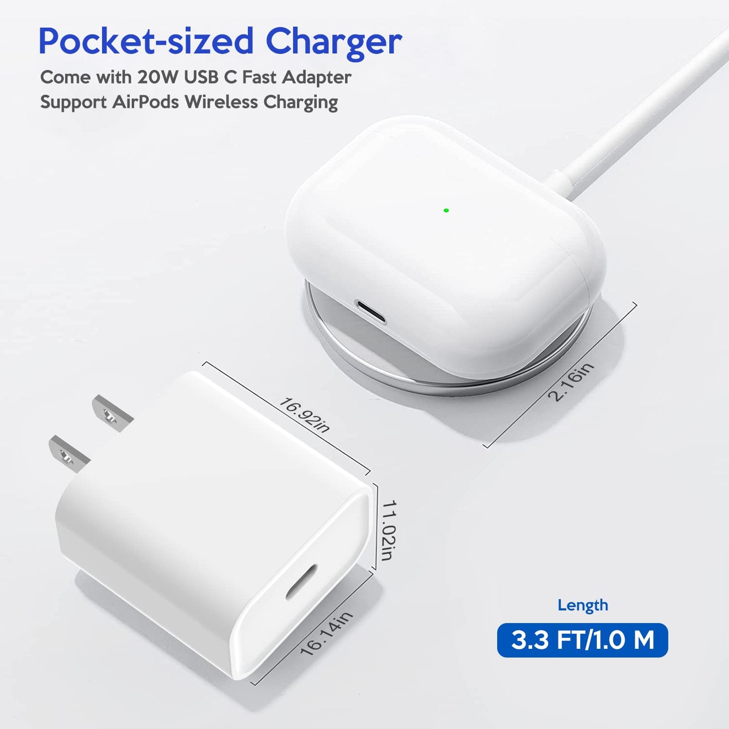 Magnetic Wireless Charger，3.3Ft【Apple Mfi Certified】15W Fast Wireless Charging Pad USB C Wireless Charger Iphone with 20W USB C Wall Charger Block for Iphone 14/Plus/13/12/Pro/Pro Max/Mini/Airpods Pro  Shenzhen Jianengwang Technology Co.,Ltd.   