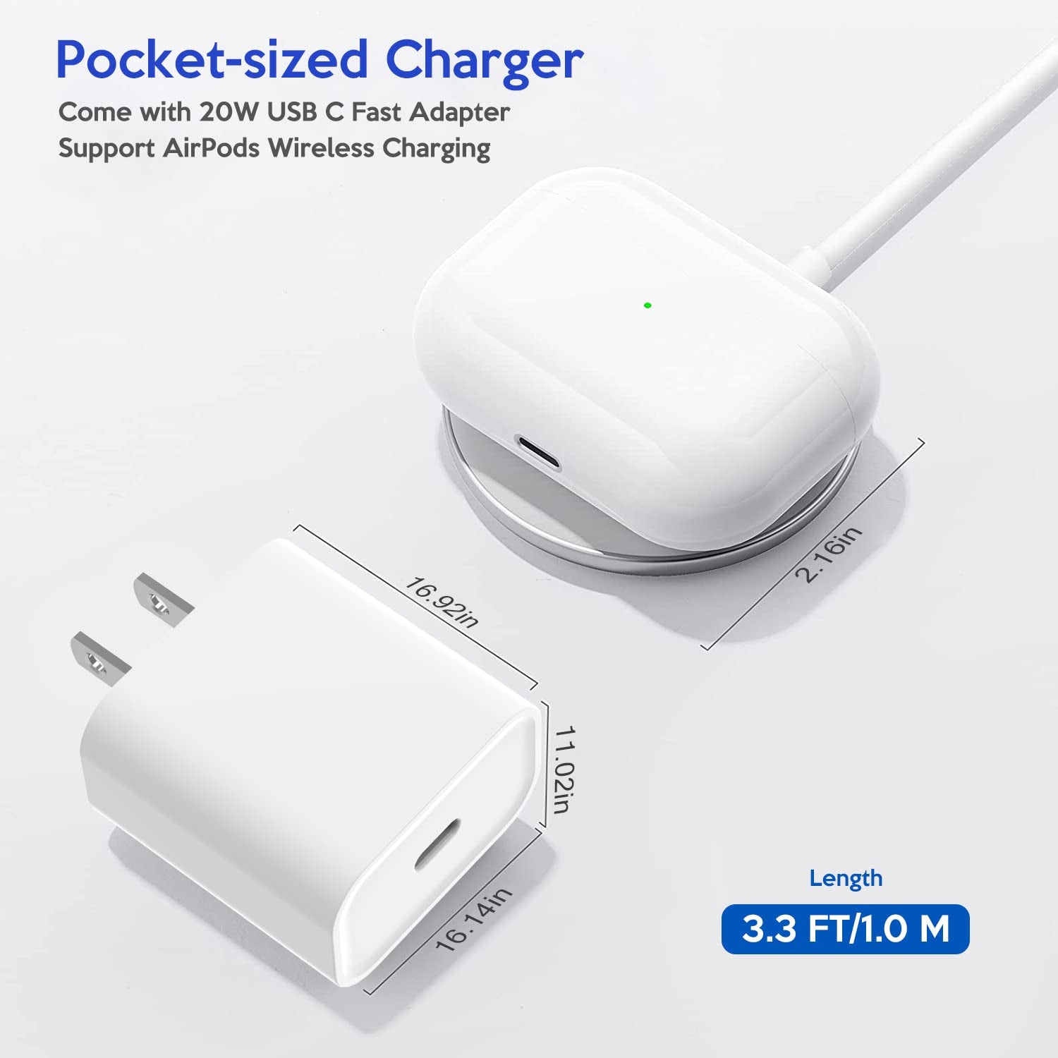 Magnetic Wireless Charger，3.3Ft【Apple Mfi Certified】15W Fast Wireless Charging Pad USB C Wireless Charger Iphone with 20W USB C Wall Charger Block for Iphone 14/Plus/13/12/Pro/Pro Max/Mini/Airpods Pro  Shenzhen Jianengwang Technology Co.,Ltd.   