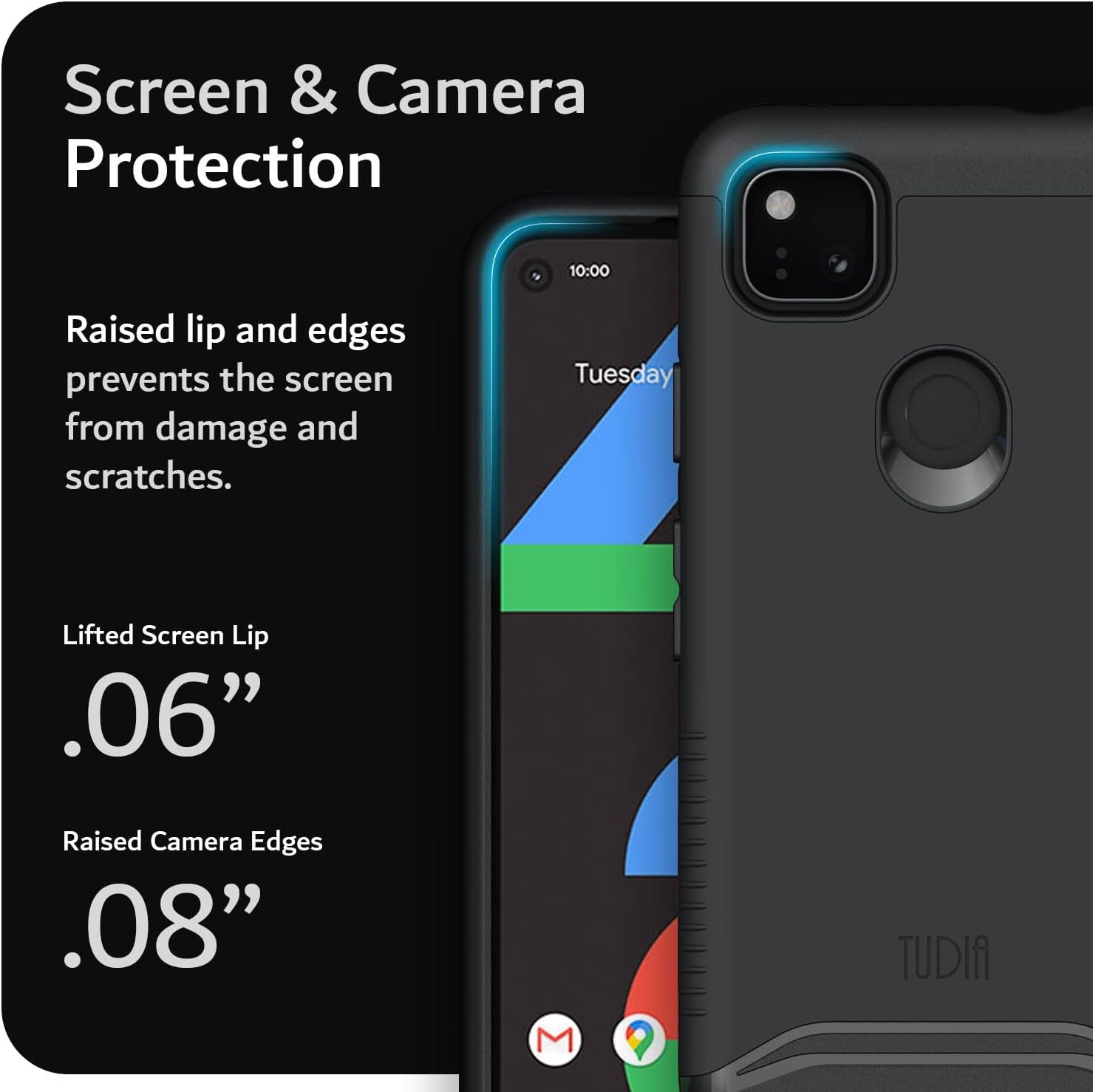TUDIA Dualshield Designed for Google Pixel 4A Case, [Merge] Shockproof Dual Layer Military Grade Drop Protection Slim Protective Case Cover - Matte Black  TUDIA   