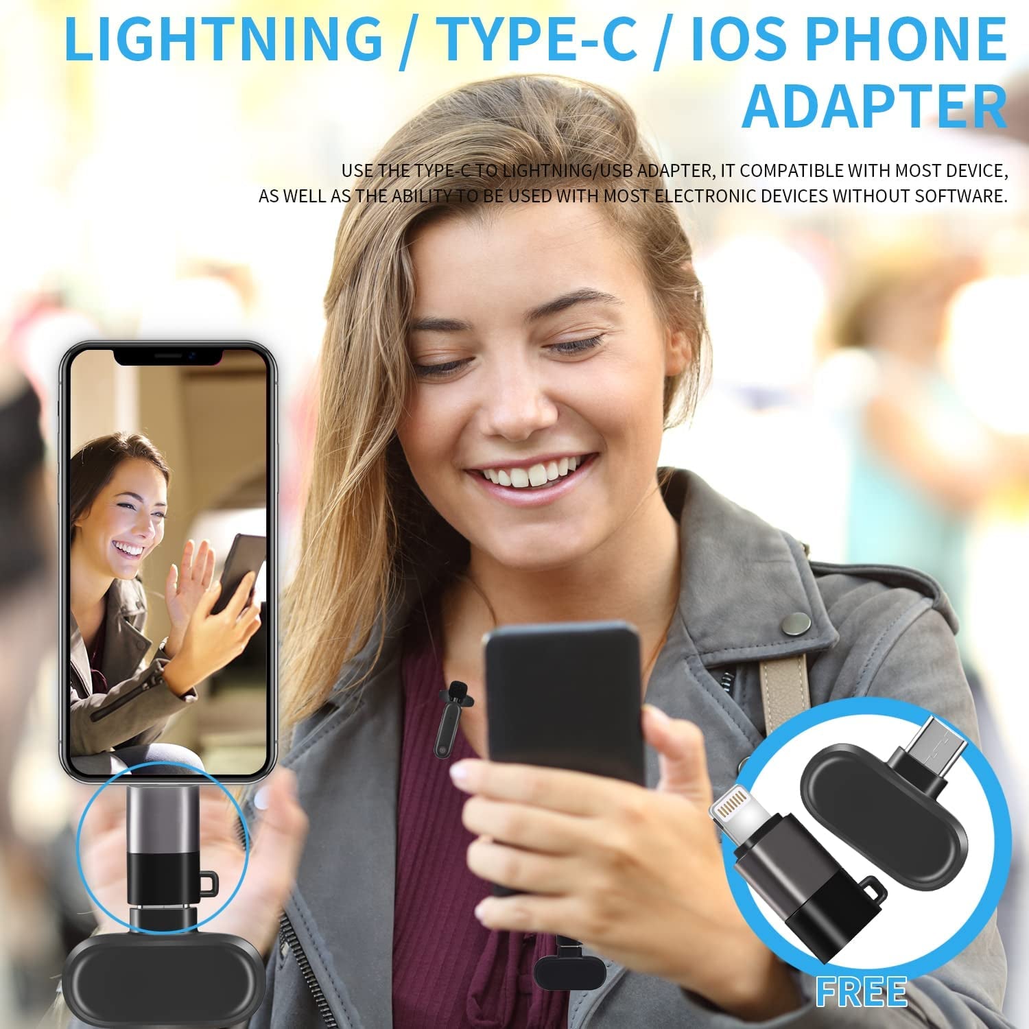 Oney World Wireless Lavalier Microphone, Lapel Mic, Suitable for Smartphone, Use It to Record Video, Live on Facebook, Tiktok, Youtube Platforms. Plug and Play with 2 Noise-Cancelling Microphones  Oney world   