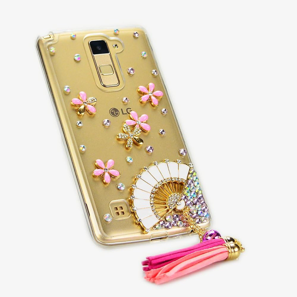 STENES LG G6 / LG G6 plus Case - Luxurious Series 3D Handmade Sparkly Crystal Bling Cover Hybrid Drop Bumper Protection Case with Retro Bows anti Dust Plug - Fan Chain Tassel Flowers  STENES   