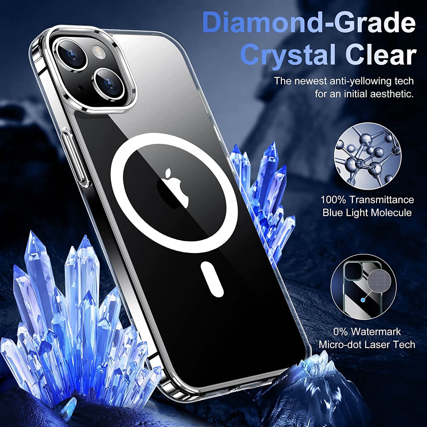 Temdan Magnetic for Iphone 14 Case,[Not Yellowing] with 2 Pack [Glass Screen Protector + Lens Protector] Military Drop Protection Shockproof Slim Iphone 14 Phone Case 6.1"/Clear  Temdan   