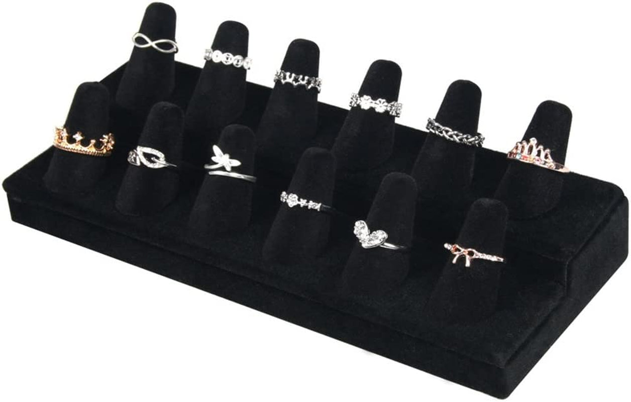 Bocar Black Velvet Finger Ring Display Showcase Organizer Holder Jewelry Storage Counter (18JZZ)  bocarjewelry Jzz-12  